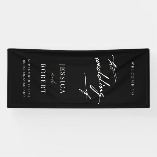Eenvoudig elegant script bruiloft Welkom Spandoek (Horizontaal)