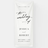 Eenvoudig elegant script bruiloft Welkom Spandoek (Verticaal)