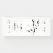 Eenvoudig elegant script bruiloft Welkom Spandoek (Horizontaal)