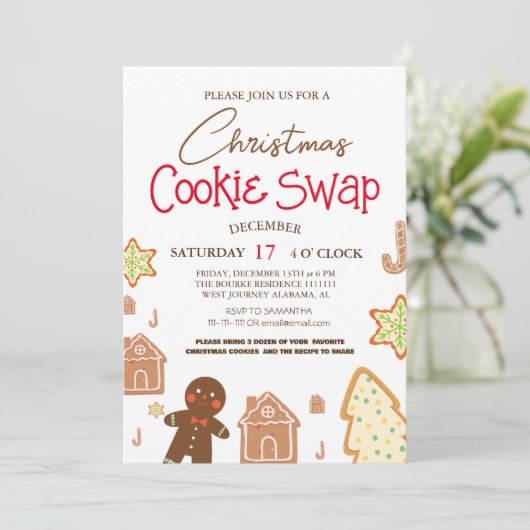 Eenvoudig Elegant Script Cookie ruil Kerstfeest Kaart (Staand voorkant)