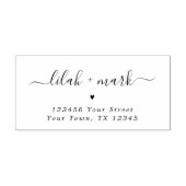 Eenvoudig elegant Script Couple Return Address Hea Zelfinktende Stempel (Design)