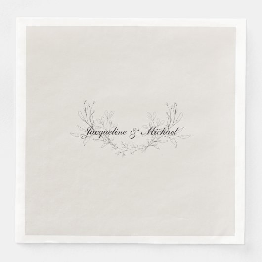 Eenvoudig elegant Script Cream Wedding Dinner Servet (Voorkant)