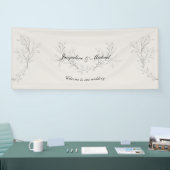 Eenvoudig Elegant Script Cream Welkom bij ons huwe Spandoek (Beurs)