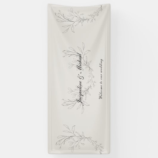 Eenvoudig Elegant Script Cream Welkom bij ons huwe Spandoek (Verticaal)