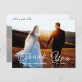 Eenvoudig Elegant Script Custom Photo Weddenschap  Briefkaart (Voorkant / Achterkant)