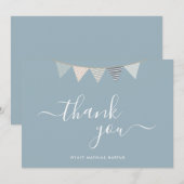 Eenvoudig Elegant Script Dusty Blue Baby Bedankkaart (Voorkant / Achterkant)