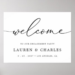 Eenvoudig elegant Script Engagement Party Welkom Poster