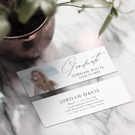 Eenvoudig Elegant Script Foto Afstuderen Naam Kaar Contactkaartje