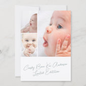 Eenvoudig Elegant Script Foto Baby Geboorte Aankondiging (Achterkant)