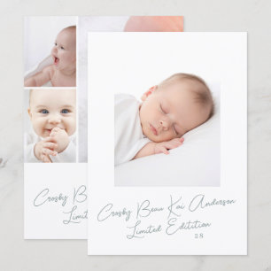 Eenvoudig Elegant Script Foto Baby Geboorte Aankondiging