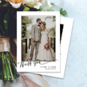Eenvoudig Elegant Script Foto Bruiloft Bedankkaart