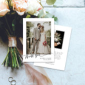 Eenvoudig Elegant Script Foto Bruiloft Bedankkaart