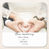 Eenvoudig Elegant Script Foto Bruiloft Party Kartonnen Onderzetters (Voorkant)