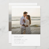 Eenvoudig Elegant Script Foto bruiloft QR-code Save The Date (Voorkant / Achterkant)