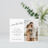 Eenvoudig elegant script foto bruiloft save the da (Staand voorkant)