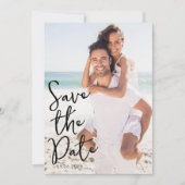 Eenvoudig Elegant Script Foto Bruiloft Save The Date (Voorkant)