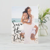 Eenvoudig Elegant Script Foto Bruiloft Save The Date (Staand voorkant)