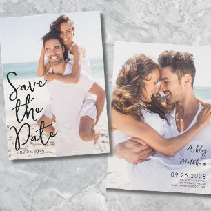 Eenvoudig Elegant Script Foto Bruiloft Save The Date