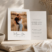 Eenvoudig Elegant Script Foto Budget Bruiloft Kaart