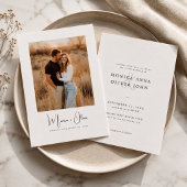 Eenvoudig Elegant Script Foto Budget Bruiloft Kaart