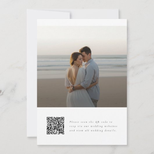 Eenvoudig Elegant Script Foto Huwelijk QR Code Save The Date (Achterkant)