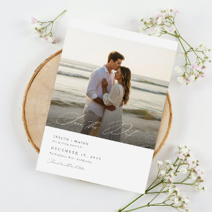 Eenvoudig Elegant Script Foto Huwelijk QR Code Save The Date