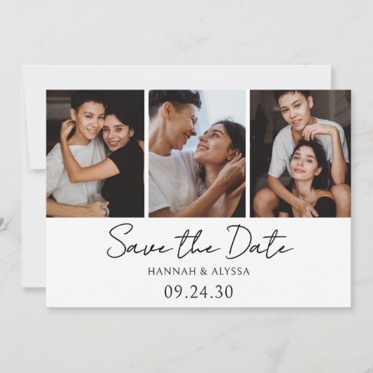Eenvoudig Elegant Script Foto LGBTQ Save The Date (Voorkant)