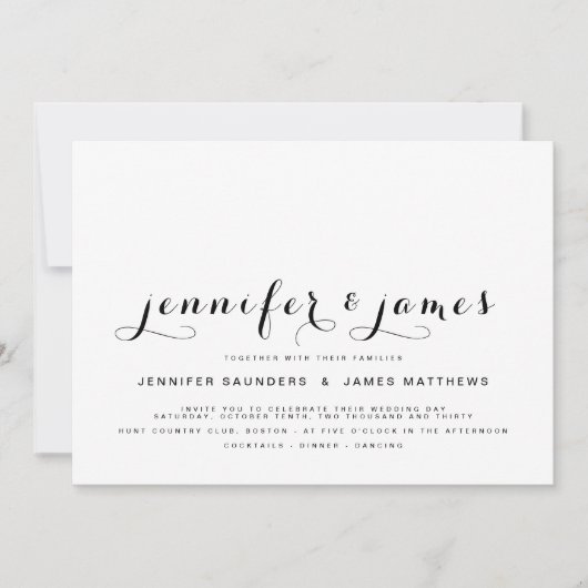 Eenvoudig Elegant Script Foto Modern Bruiloft Uitn Kaart (Voorkant)