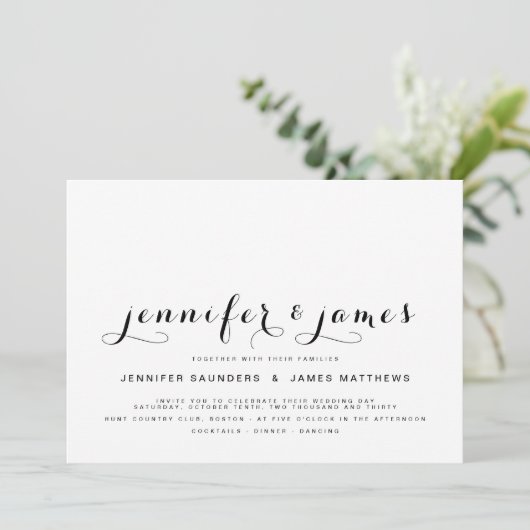 Eenvoudig Elegant Script Foto Modern Bruiloft Uitn Kaart (Staand voorkant)