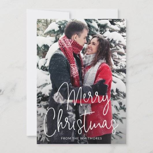 Eenvoudig Elegant Script Foto Modern Kerstmis Feestdagenkaart (Voorkant)