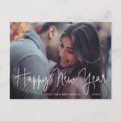 Eenvoudig Elegant Script Foto Modern Nieuwjaar Feestdagenkaart (Voorkant)