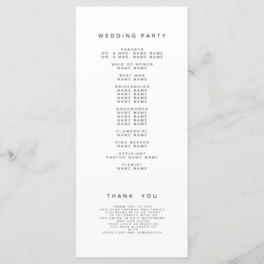 Eenvoudig Elegant Script Foto Moderne bruiloft Programmakaart (Achterkant)