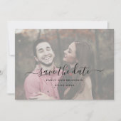 Eenvoudig Elegant Script Foto Moderne bruiloft Save The Date (Voorkant)