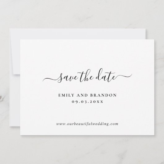 Eenvoudig Elegant Script Foto Moderne bruiloft Save The Date (Achterkant)