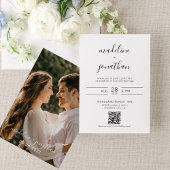 Eenvoudig Elegant Script Foto QR Code RSVP Wedding Kaart