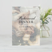 Eenvoudig Elegant Script Foto Repetitie Diner Kaart (Staand voorkant)