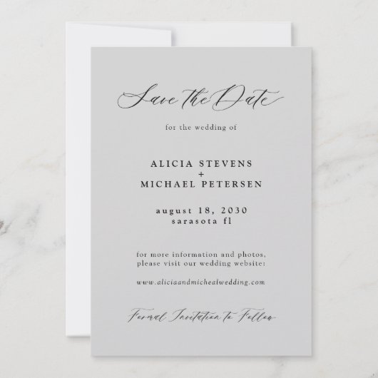 Eenvoudig elegant script fotobedekking bruiloft save the date (Achterkant)