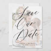 Eenvoudig elegant script fotobedekking bruiloft save the date (Voorkant)