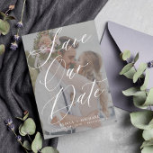 Eenvoudig elegant script fotobedekking bruiloft save the date