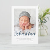 Eenvoudig elegant script | Fotogeboorte Aankondiging (Staand voorkant)