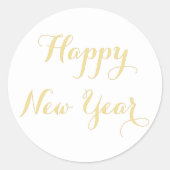 Eenvoudig Elegant Script Gelukkig Nieuwjaar Goud W Ronde Sticker (Voorkant)