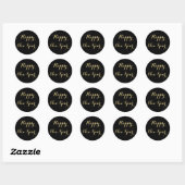Eenvoudig Elegant Script Gelukkig Nieuwjaar Zwart  Ronde Sticker (Vel)