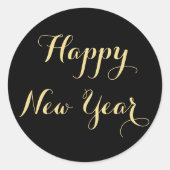 Eenvoudig Elegant Script Gelukkig Nieuwjaar Zwart  Ronde Sticker (Voorkant)
