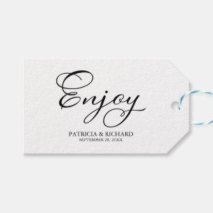 Eenvoudig Elegant Script Geniet van bruiloft gunst Cadeaulabel