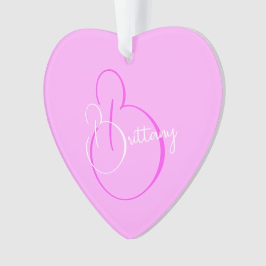 Eenvoudig Elegant Script Gepersonaliseerd Lila Har Ornament (voorkant)