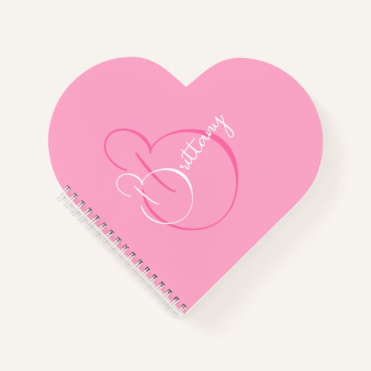 Eenvoudig Elegant Script gepersonaliseerd roze har Notitieboek (Voorkant)