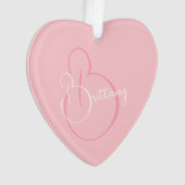 Eenvoudig Elegant Script gepersonaliseerd roze har Ornament (voorkant)
