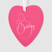 Eenvoudig Elegant Script Gepersonaliseerd Roze Ker Ornament (voorkant)