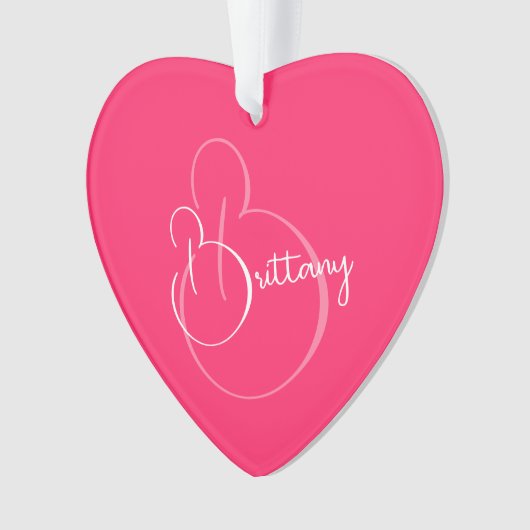 Eenvoudig Elegant Script Gepersonaliseerd Roze Ker Ornament (voorkant)