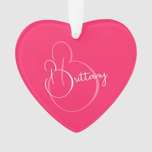 Eenvoudig Elegant Script Gepersonaliseerd Roze Ker Ornament (voorkant)